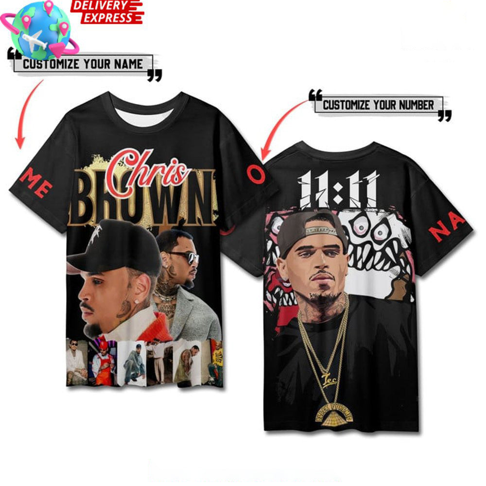 Custom Chris Brown Merch Chris Brown Breezy 11:11 Tour T-Shirt Mother's Day Gifts For Daughter