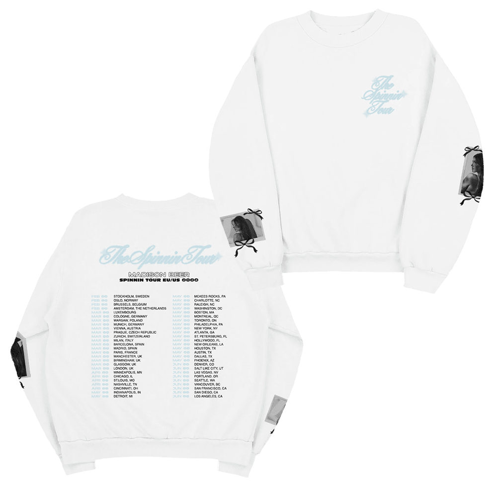 Madison Beer Merch Spinnin Tour White Polaroid Sweatshirt Music Fans Gifts