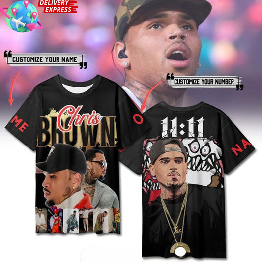 Custom Chris Brown Merch Chris Brown Breezy 11:11 Tour T-Shirt Mother's Day Gifts For Daughter