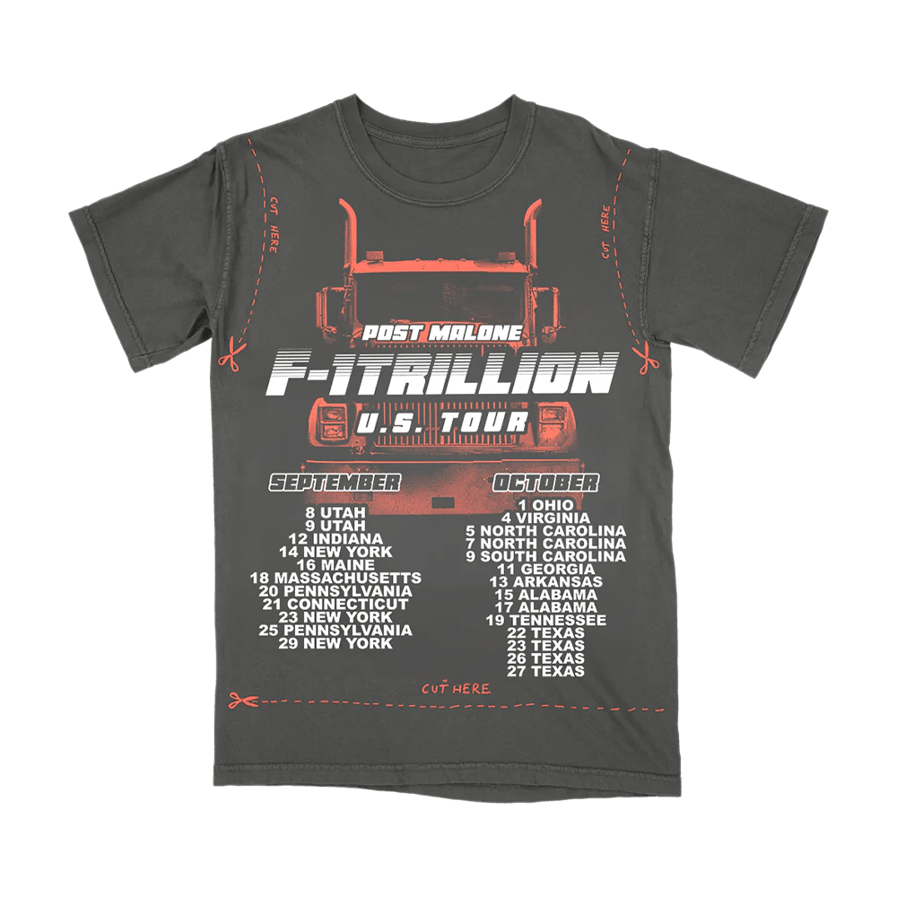 Post Malone Merch F 1 Trillion Diy Cut Out Tour T-Shirt Top 10 Father's Day Gifts