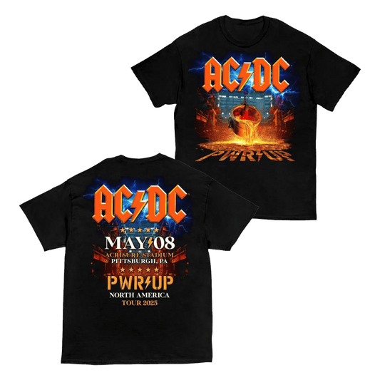 ACDC Merch Pittsburgh Pwr Up Tour T-Shirt Music Gift Ideas For Guys