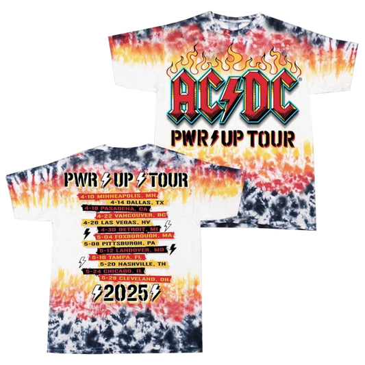 ACDC Merch Pwr Up Tour Tie Dye T-Shirt Gifts For Someone Who Loves Music