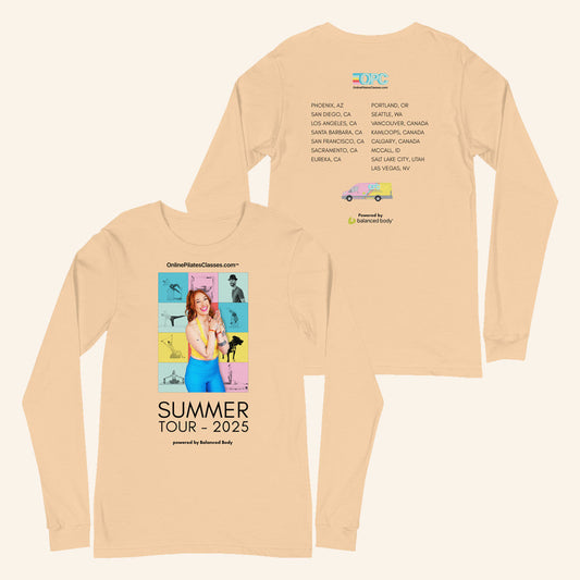 Online Pilates Classes Store Merch Opc Summer Tour 2025 Unisex Long Sleeve Tee