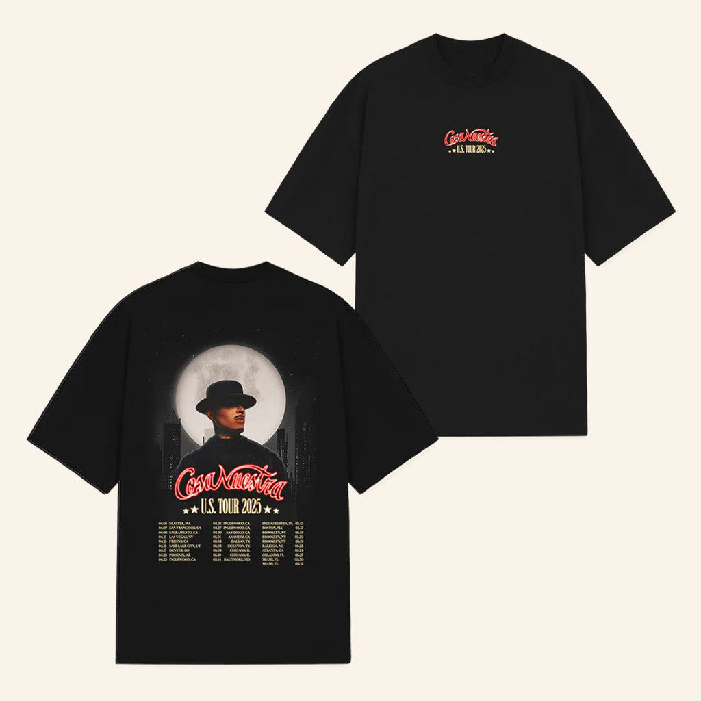 Rauw Alejandro Merch Cosa Nuestra World Tour T-Shirt Black Gifts For Fans