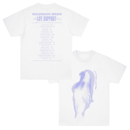 Madison Beer Merch Life Support Tour US Silhouette White T-Shirt Music Fans Gifts