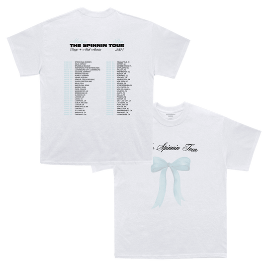 Madison Beer Merch Spinnin Tour Baby Blue Bow T-shirt Music Fans Gifts
